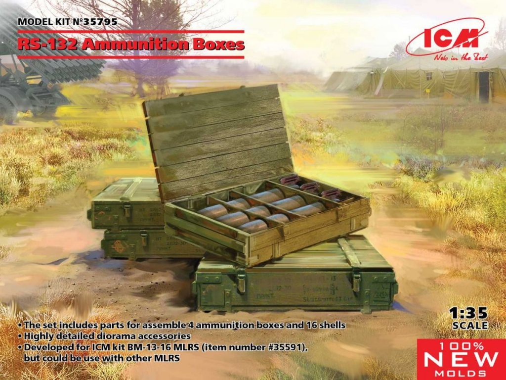 ICM 1/35 RS-132 Ammunition Boxes 4 boxes   16 shells