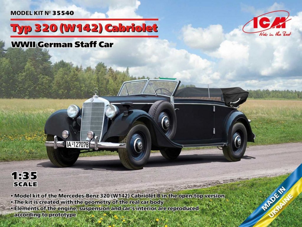 ICM 1/35 Typ 320 (W142) Cabriolet WWII German Staff Car