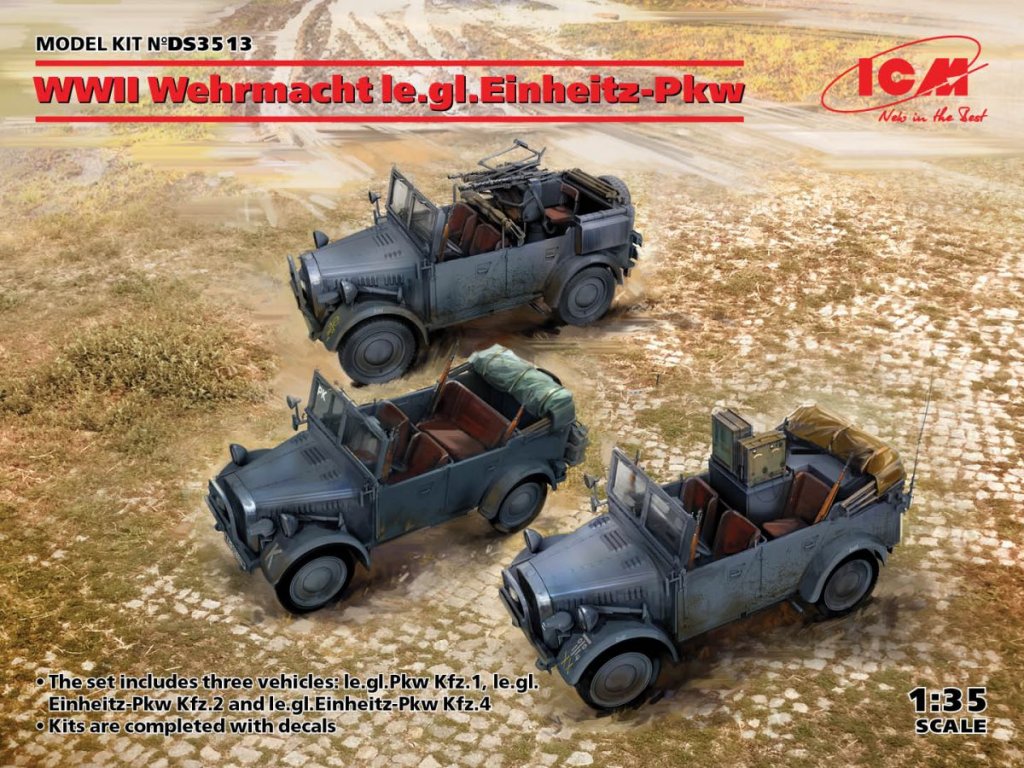 ICM 1/35 Wehrmacht WWII Cars DIORAMA SET (3 kits)