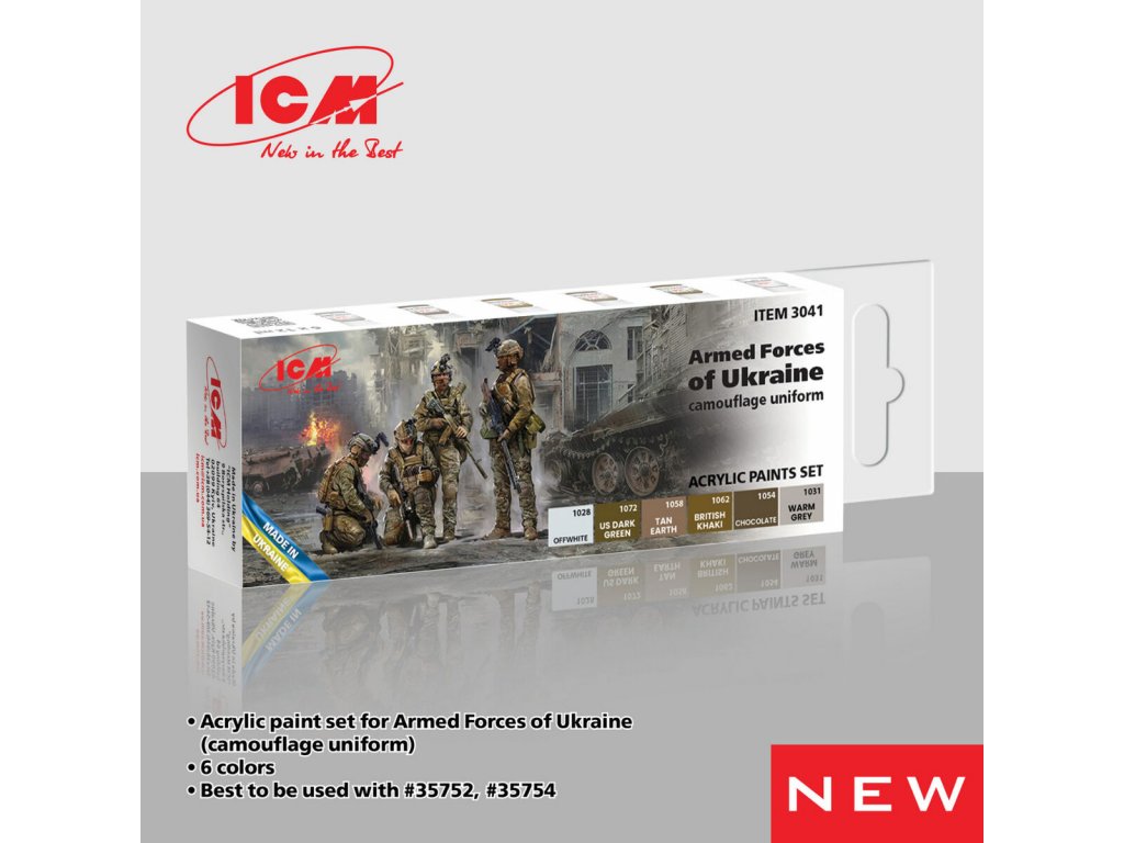 ICM 3041 Acrylic Paints Set Armed Forces of Ukraine Camouflage Uniform
