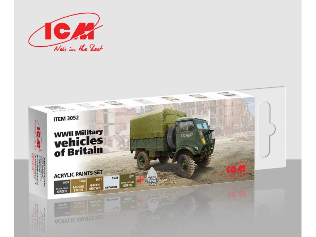 ICM 3052 Acrylic Paints Set WWII Military Vehicles of Britain