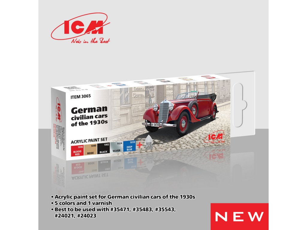 ICM 3065 Acrylic Paints Set for German Civilian Cars of the 1930s