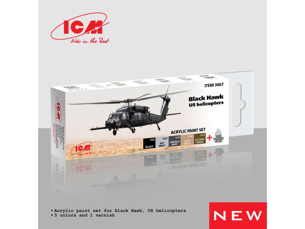 ICM 3067 Acrylic Paints Set for Black Hawk US Helicopters