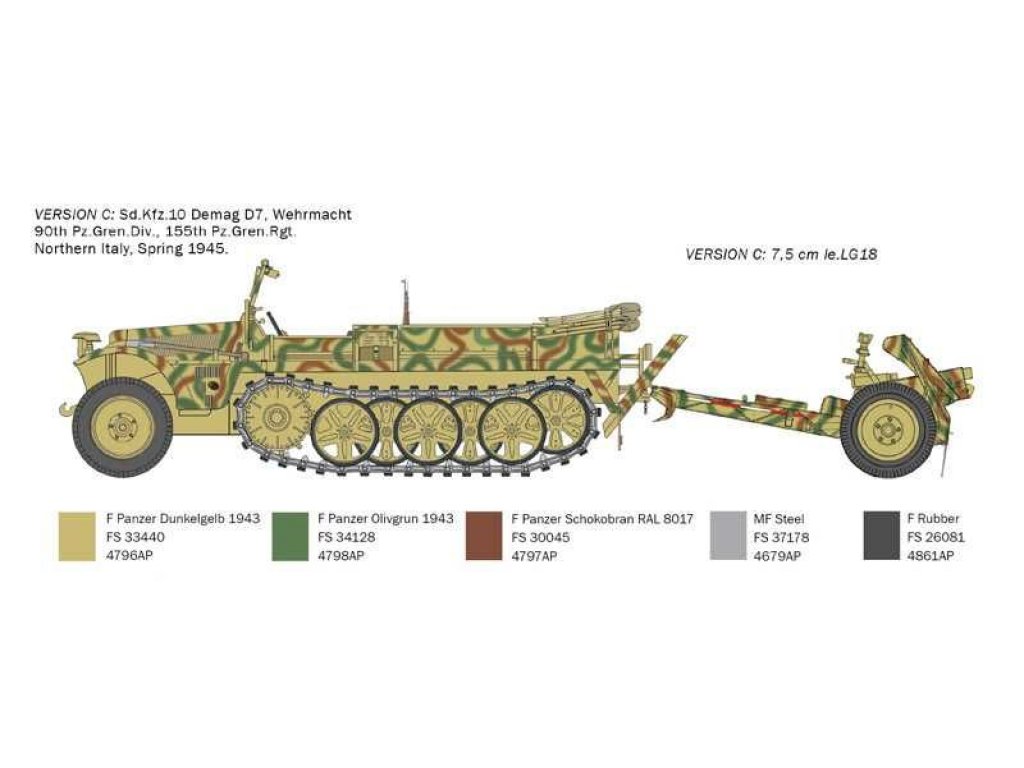 ITALERI 1/35 Sd. Kfz. 10 Demag with Le. IG18 and Crew (1:35)