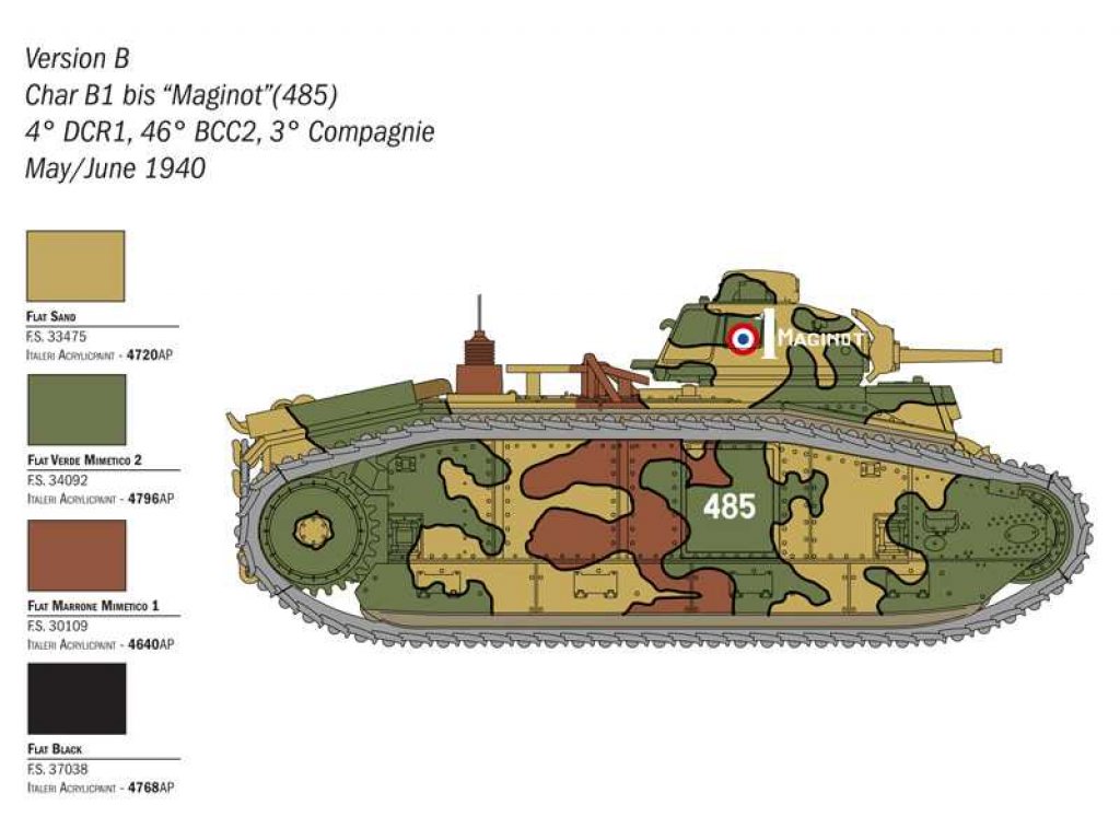 ITALERI 1/56 Char B1bis French Heavy tank