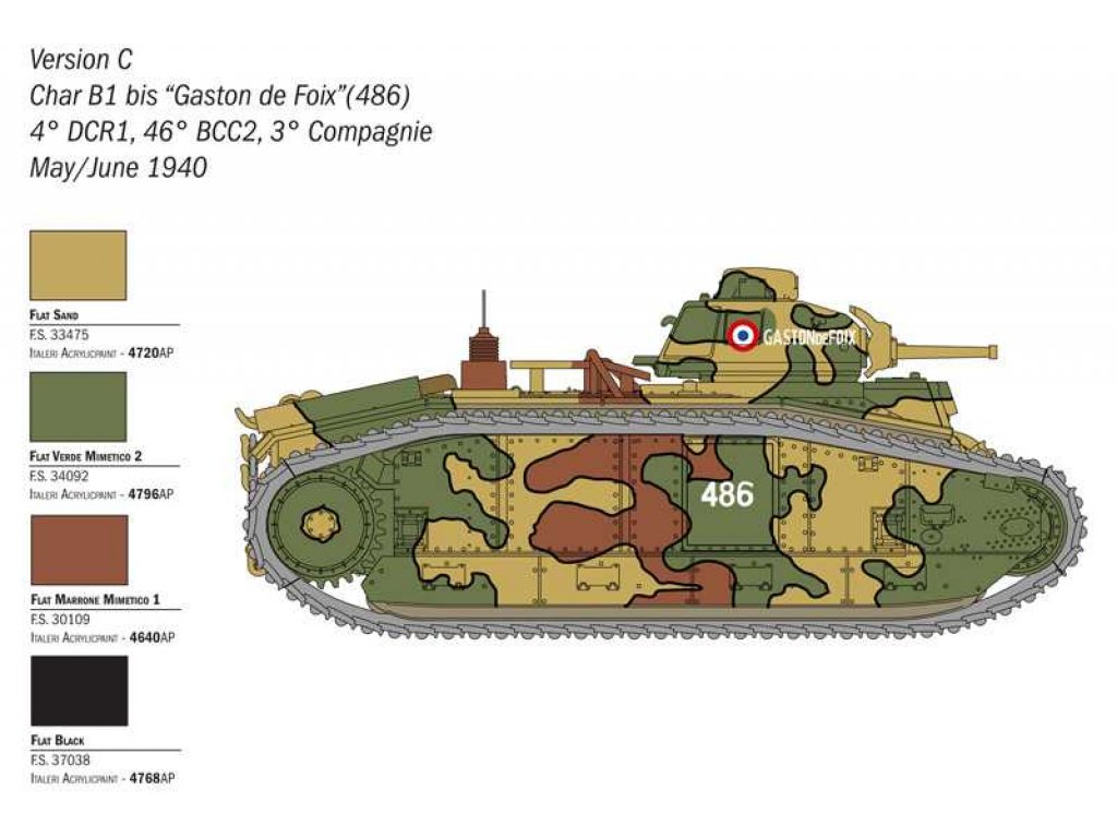 ITALERI 1/56 Char B1bis French Heavy tank