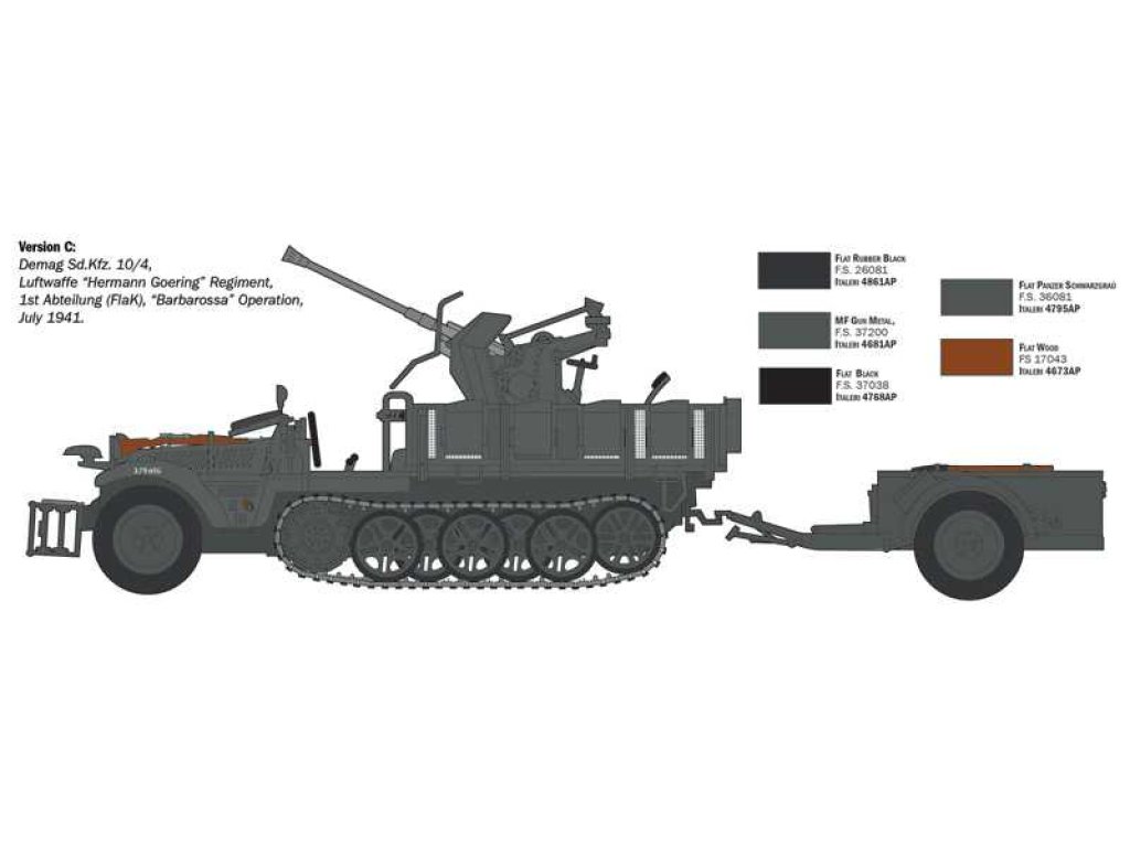 ITALERI 6395 1/35 Sd.Kfz 10/4 with Flak 30 and Crew