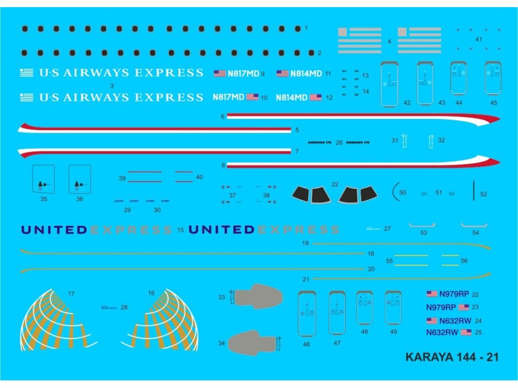 KARAYA 1/144 144-21 Embraer 170 US Airways / United Express