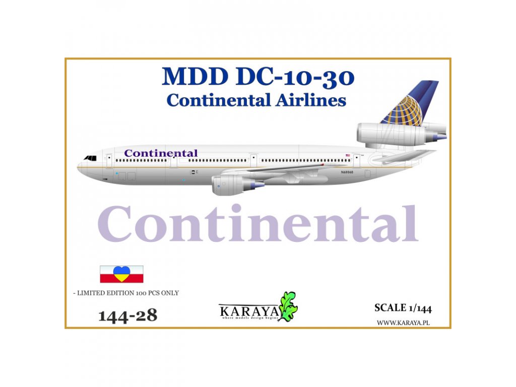 KARAYA 1/144 MDD DC-10-30 Continental Airlines