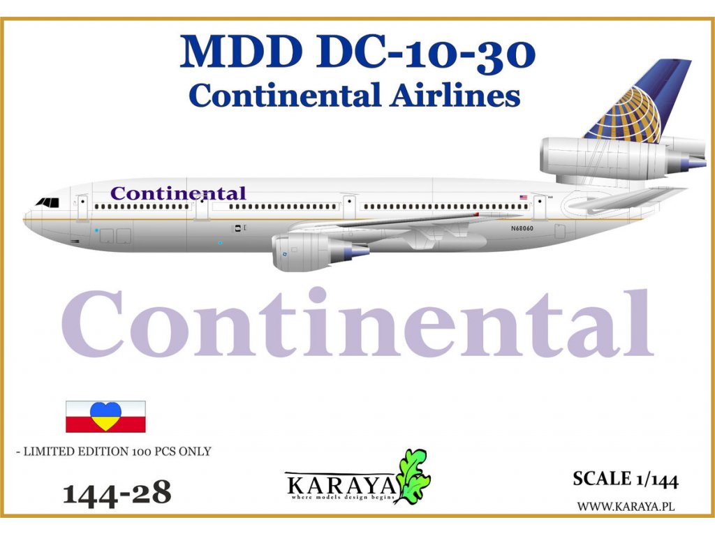 KARAYA 1/144 MDD DC-10-30 Continental Airlines