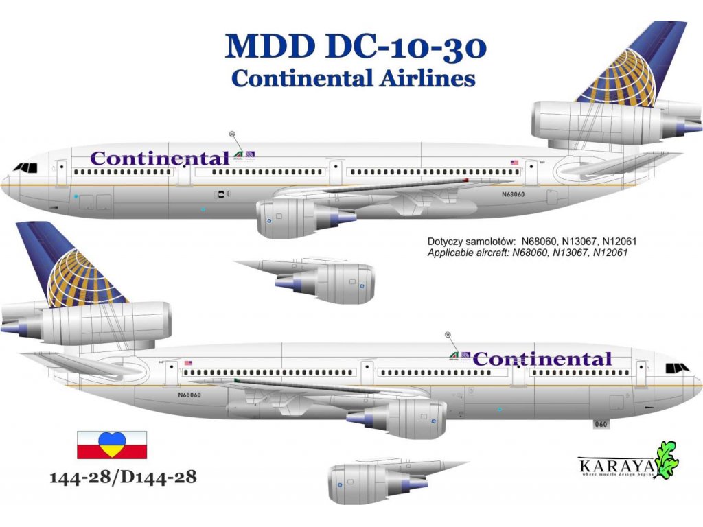 KARAYA 1/144 MDD DC-10-30 Continental Airlines