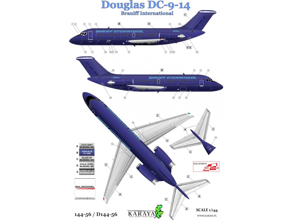 KARAYA D144-56 1/144 DC-9-14 Braniff