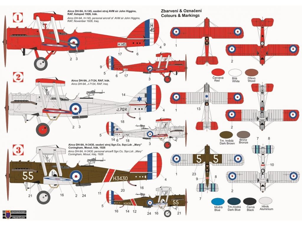 KOVOZÁVODY 1/72 Airco DH-9A Over Iraq 3x camo
