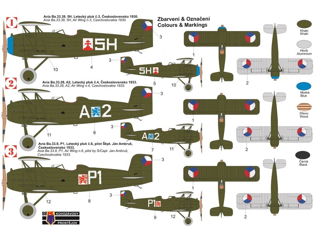 KOVOZÁVODY 1/72 Avia Ba.33, 1930-1933 3x camo