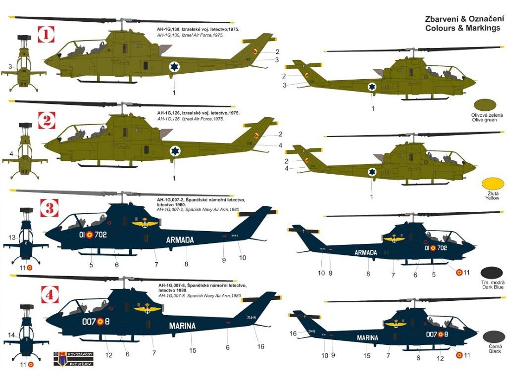 KOVOZÁVODY 1/72 Bell AH-1G Huey Cobra International 4x camo