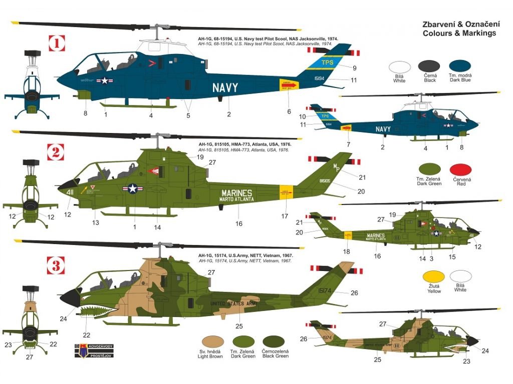 KOVOZÁVODY 1/72 Bell AH-1G Huey Cobra Late 3x camo