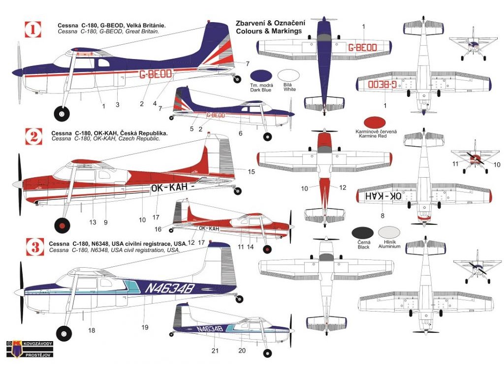 KOVOZÁVODY 1/72 Cessna U-180 Skywagon 3x camo