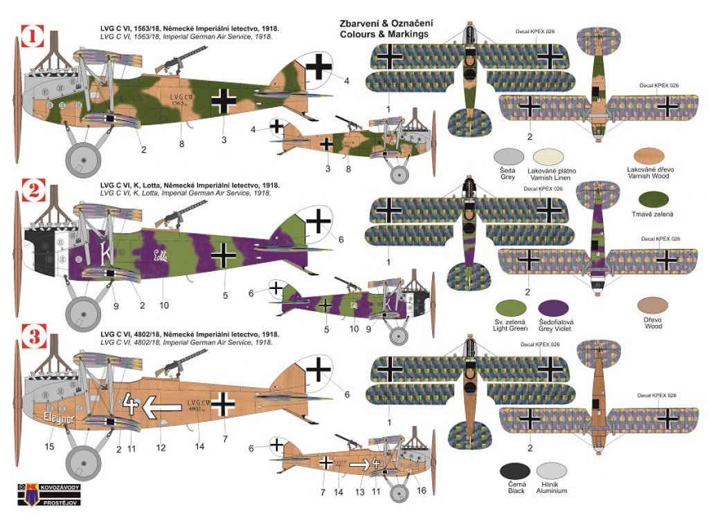 KOVOZÁVODY 1/72 LVG C.VI German Service 3x camo