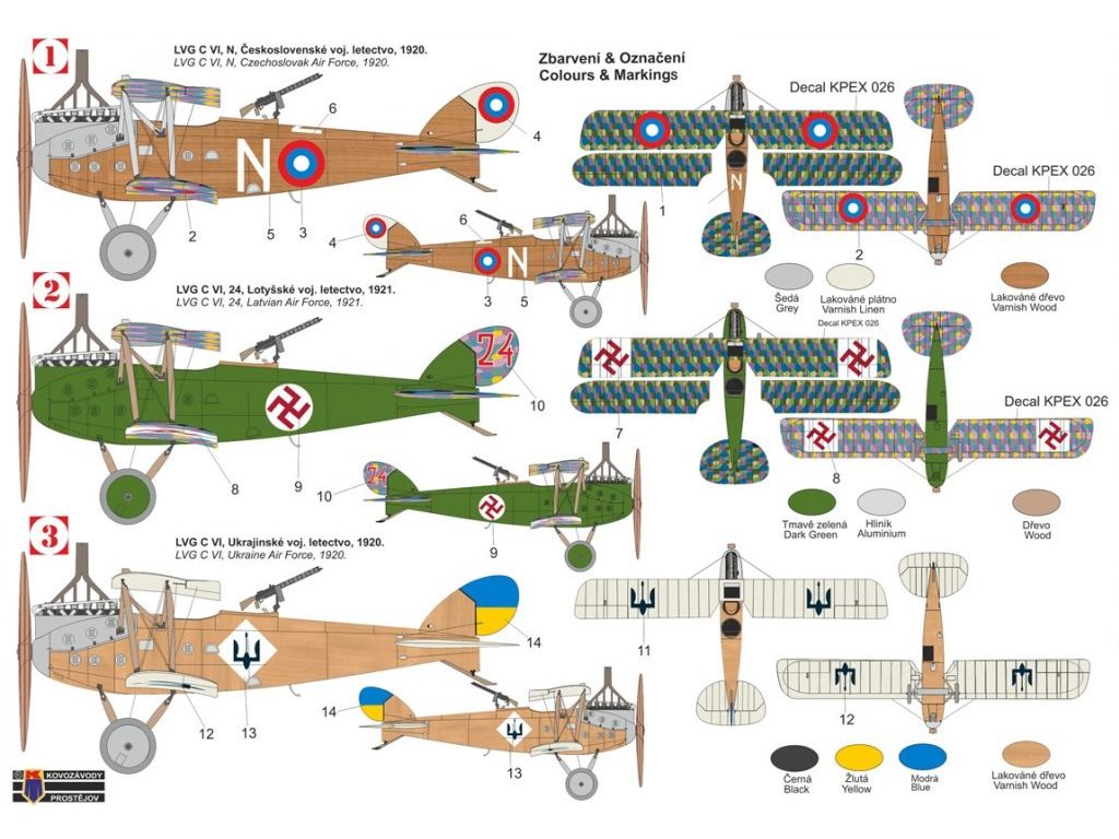 KOVOZÁVODY 1/72 LVG C.VI "In other service" 3x camo