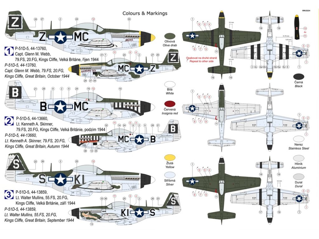 KOVOZÁVODY 1/72 P-51D-5 Mustang 20th FG 3x camo