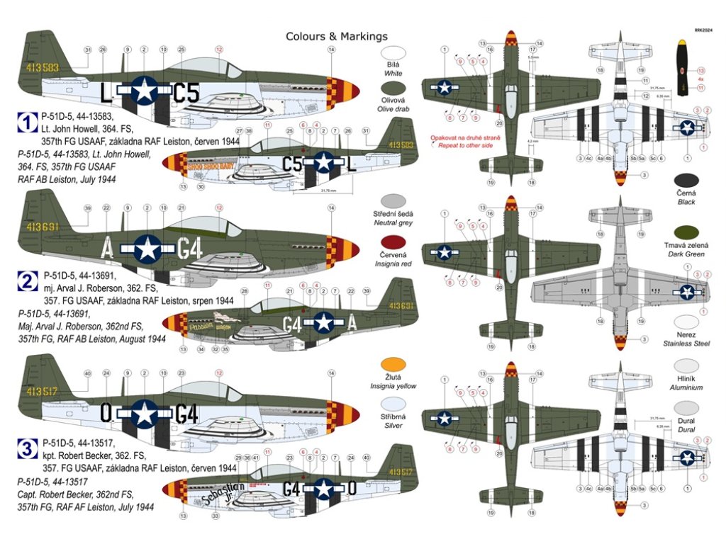 KOVOZÁVODY 1/72 P-51D-5 Mustang 357th FG 3x camo