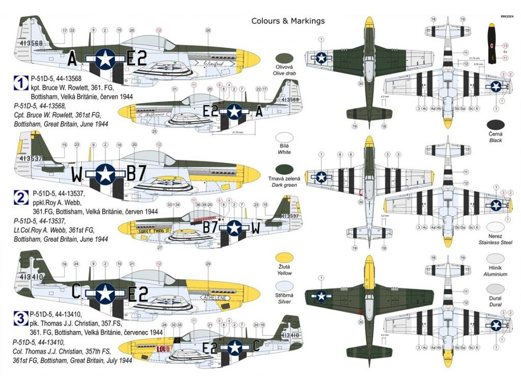 KOVOZÁVODY 1/72 P-51D-5 Mustang 361st FG 3x camo