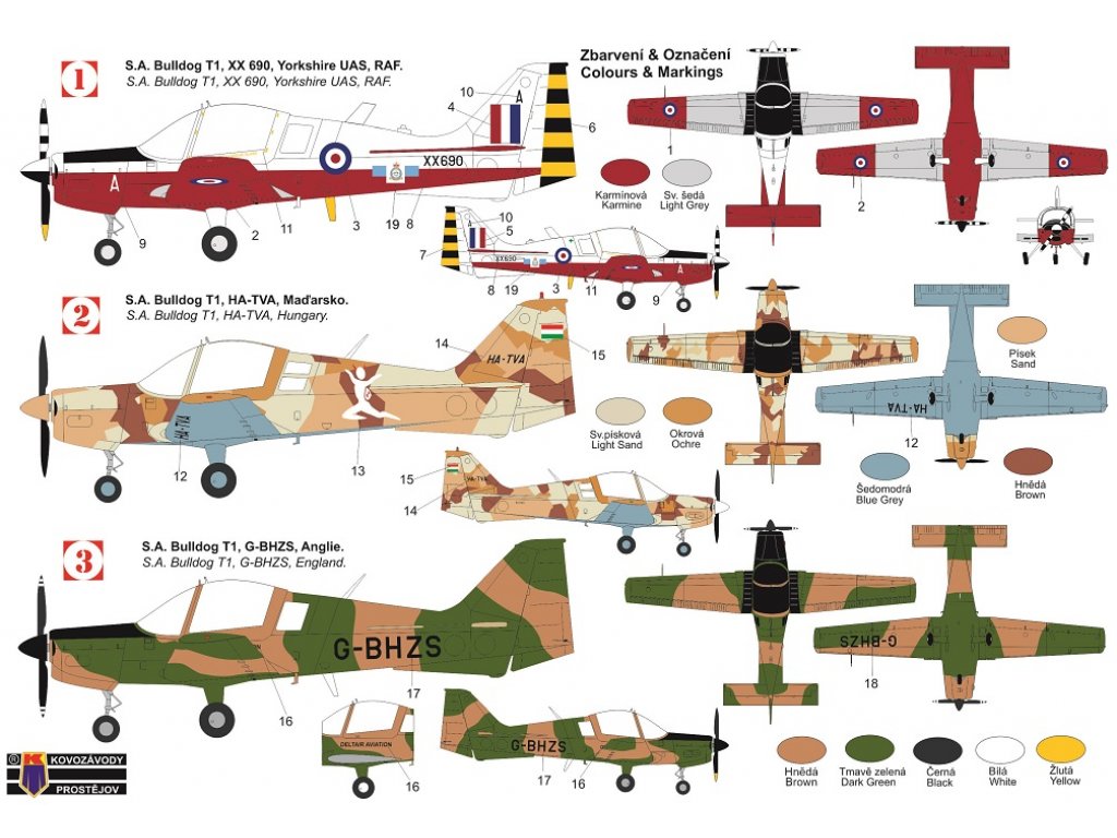 KOVOZÁVODY 1/72 S.A. Bulldog T.1 3x camo