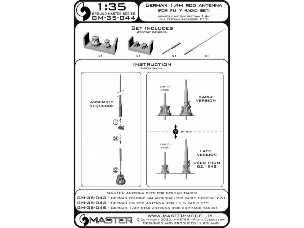 MASTER_PL 1/35 German WWII 1,4m rod antenna for Fu 7 radio