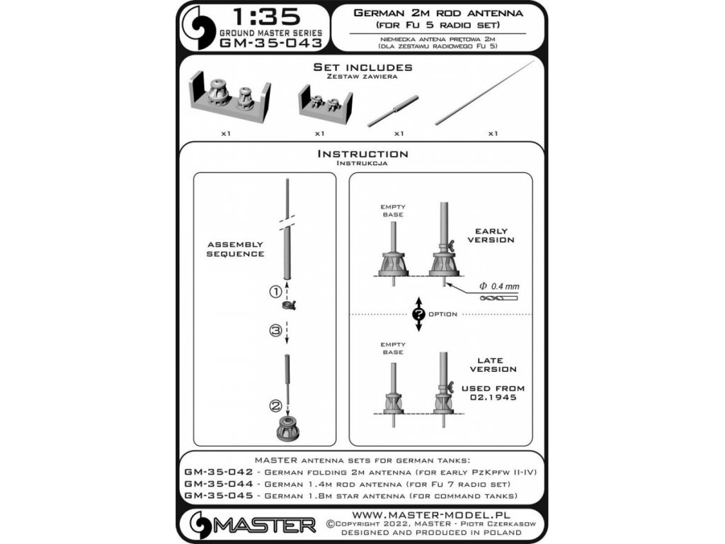 MASTER_PL 1/35 German WWII 2m rod antenna for Fu 5 radio set