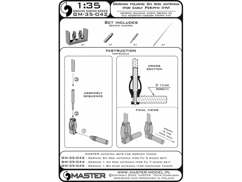 MASTER_PL 1/35 German WWII folding 2m rod antenna (1 pc.)