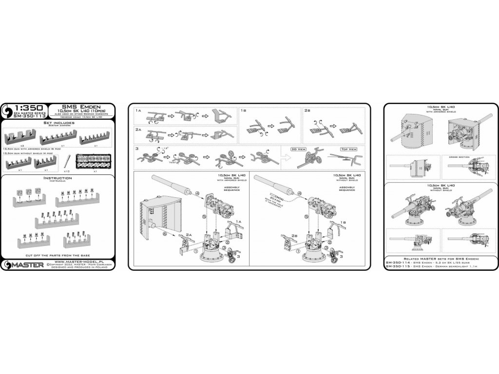 MASTER_PL 1/350 SMS Emden - 10,5cm SK L/40 guns (10 pcs.)