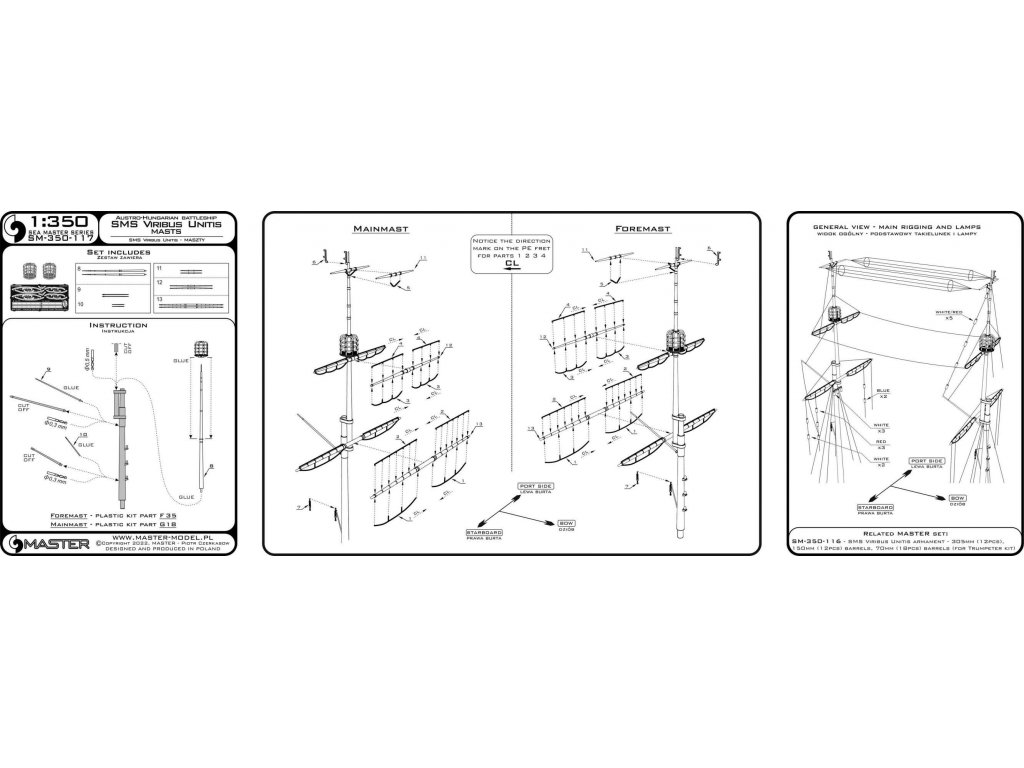 MASTER_PL 1/350 SMS Virbius Unitis - resin set parts (TRUMP)