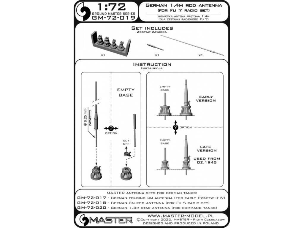 MASTER_PL 1/72 German WWII 1,4m rod antenna for Fu 7 radio