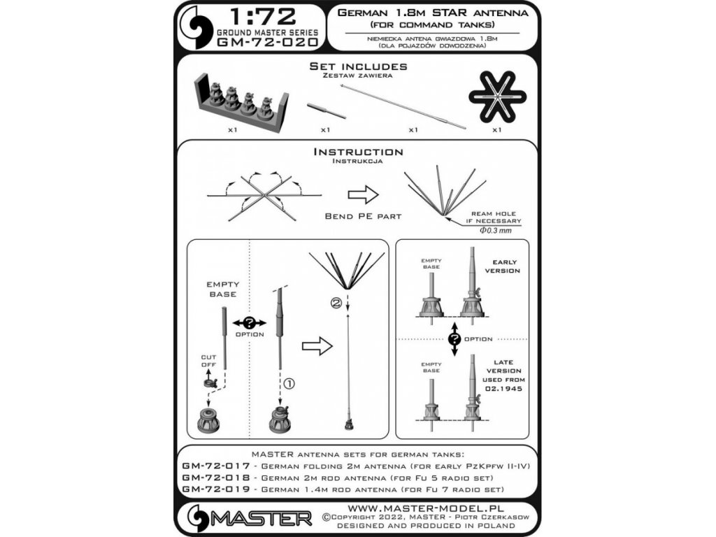 MASTER_PL 1/72 German WWII 1,8m star antenna (command tanks)