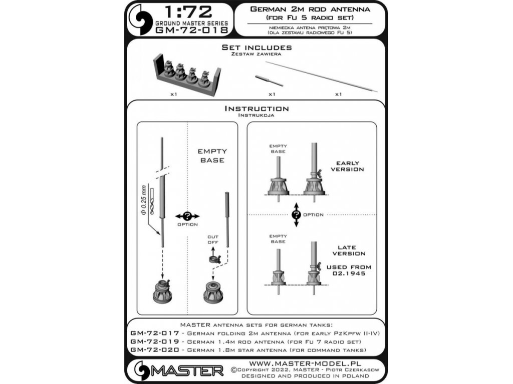 MASTER_PL 1/72 German WWII 2m rod antenna for Fu 5 radio set