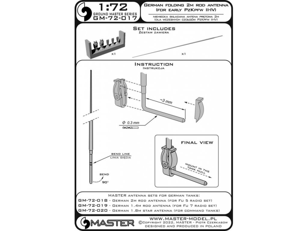 MASTER_PL 1/72 German WWII folding 2m rod antenna (1 pc.)