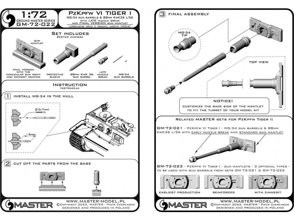 MASTER_PL 1/72 PzKpfw VI Tiger I MG-34&88mm KwK36 L/56 late