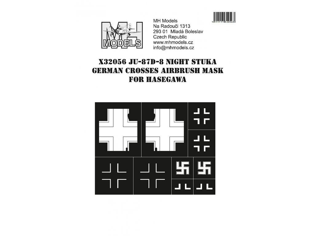 MH MODELS 1/32 Ju-87D-8 Night Stuka German Crosses Airbrush Mask for
