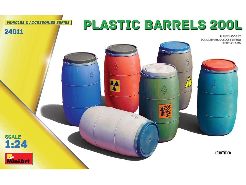 MINIART 1/24 24011 Plastic Barrels 200 L