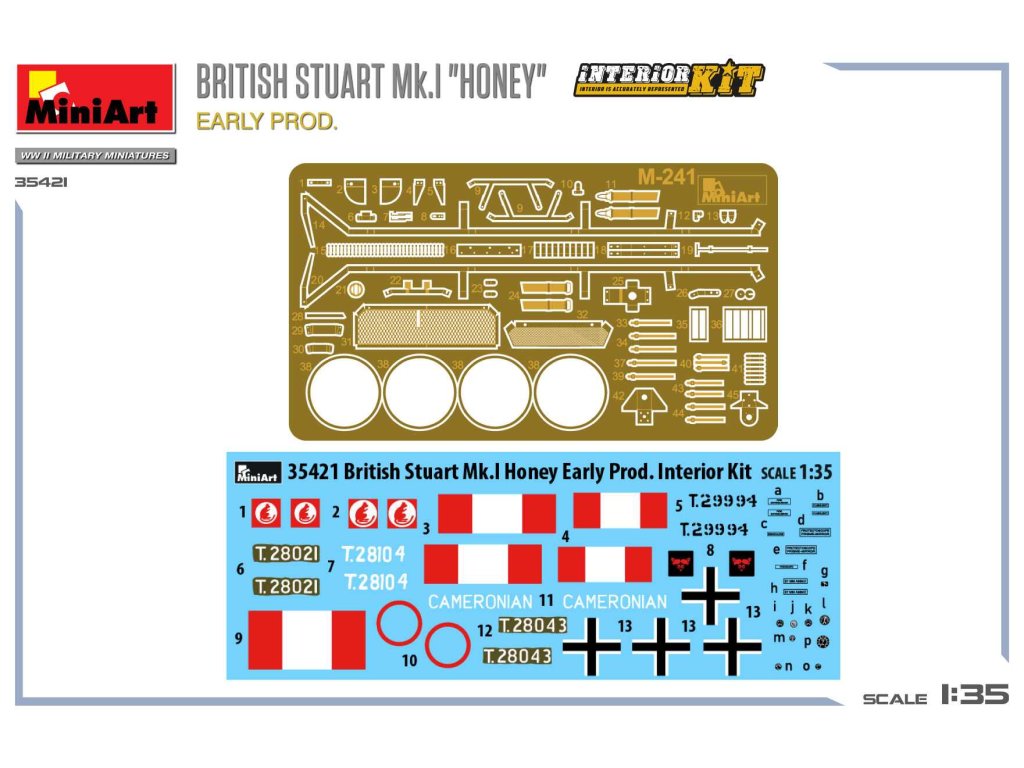 MINIART 1/35 35421 British Stuart Mk.I "Honey" Early Prod. Interior Kit