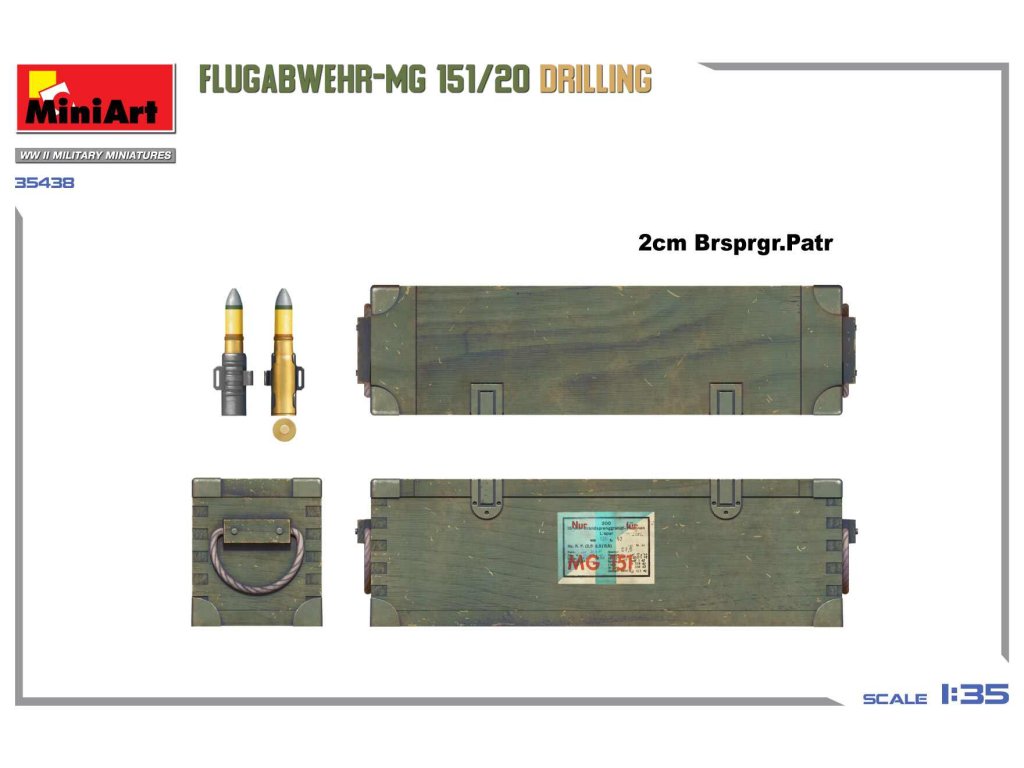 MINIART 1/35 35438 Flugabwehr-MG 151/20 Drilling