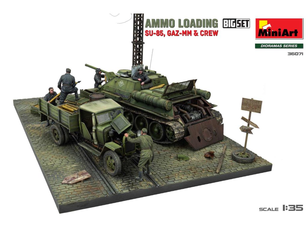 MINIART 1/35 36071 Ammo Loading SU-85, GAZ-MM & Crew Big Set