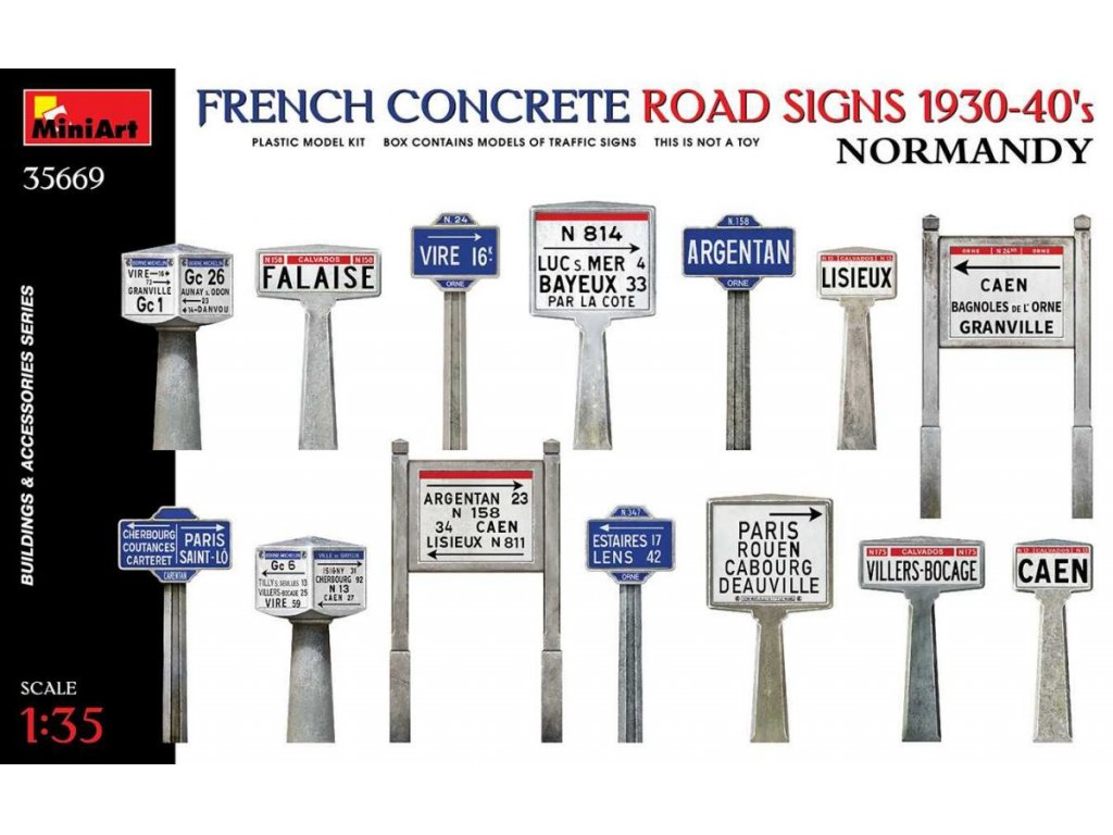 MINIART 1/35 French Concrete Road Signs 1930-40’S. Normandy