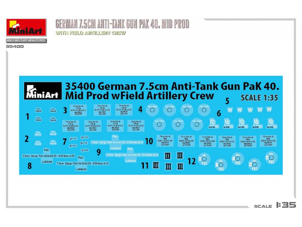 MINIART 1/35 German 7,5 cm Anti-Tank Gun PaK 40. Mid Prod. w/ Artillery Crew