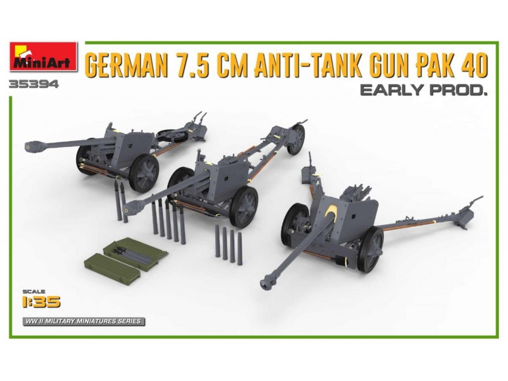 MINIART 1/35 German 7,5cm Anti-tank gun PaK 40 Early production