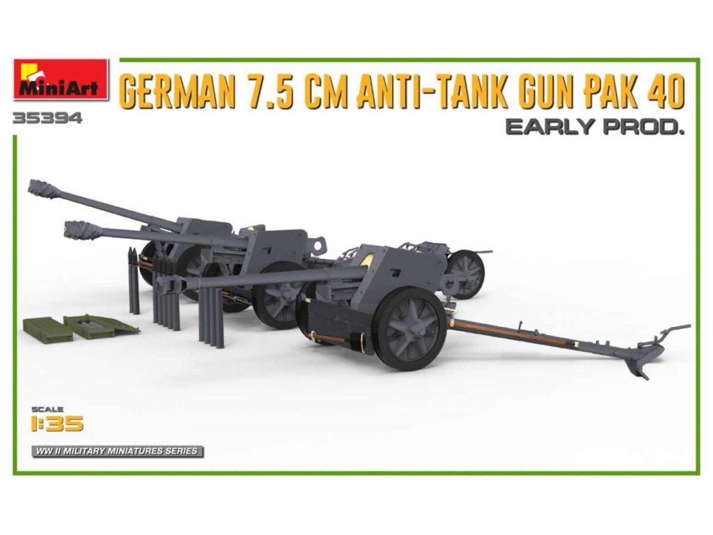 MINIART 1/35 German 7,5cm Anti-tank gun PaK 40 Early production