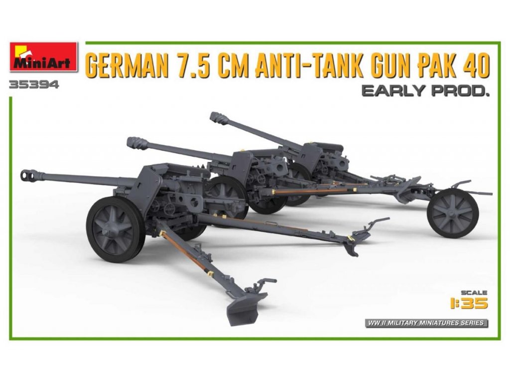 MINIART 1/35 German 7,5cm Anti-tank gun PaK 40 Early production