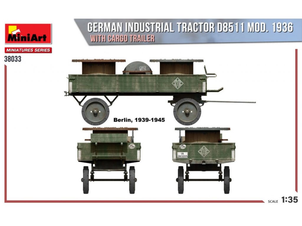 MINIART 1/35 German Industrial TRACTOR D8511 mod. 1936 with cargo trailer