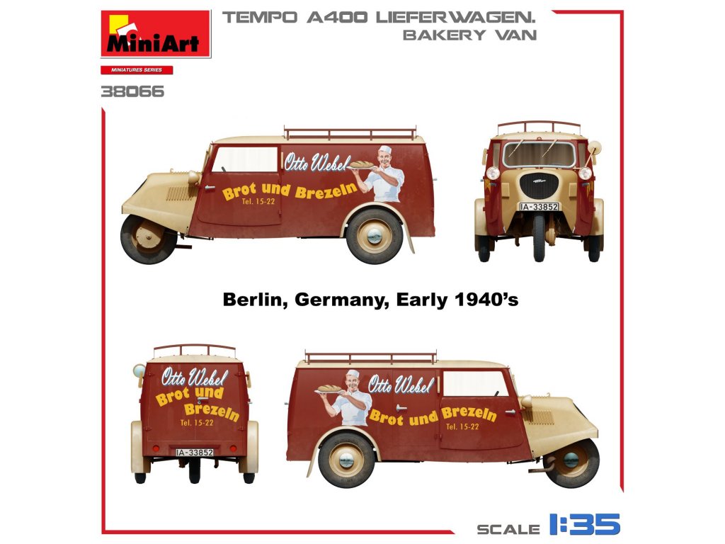 MINIART 1/35 Tempo A400 Lieferwagen Bakery Van