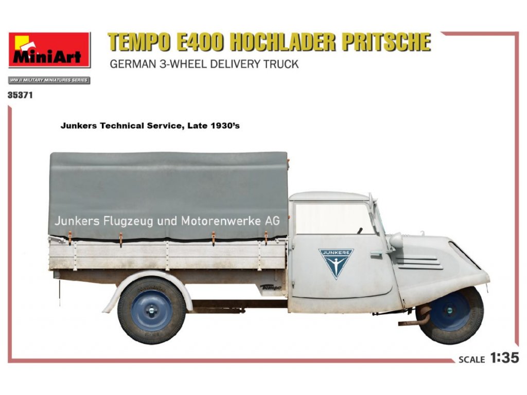 MINIART 1/35 Tempo E400 Hochlander Pritsche German 3-Wheeled Delivery Truck